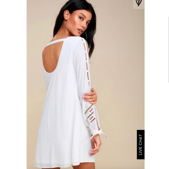 Lulus Bloomfield White Long Sleeve Shift Dress - Picture 4 of 8